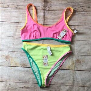 NWT Cupshe x Kittenesh Colorblock Ribbed Bikini